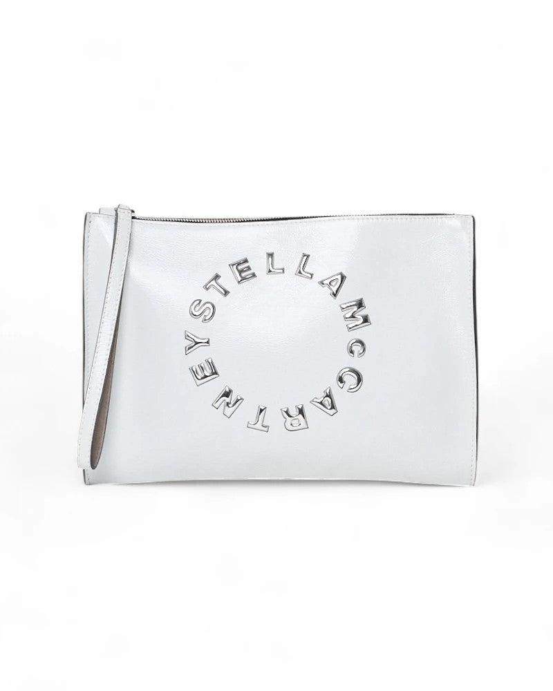 Stella Mccartney Medium Clutch In Glossy White Leather