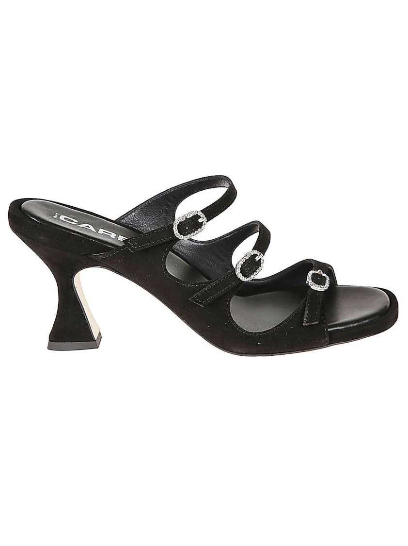 Carel Paris Black Open-Toe Pumps With Three Straps