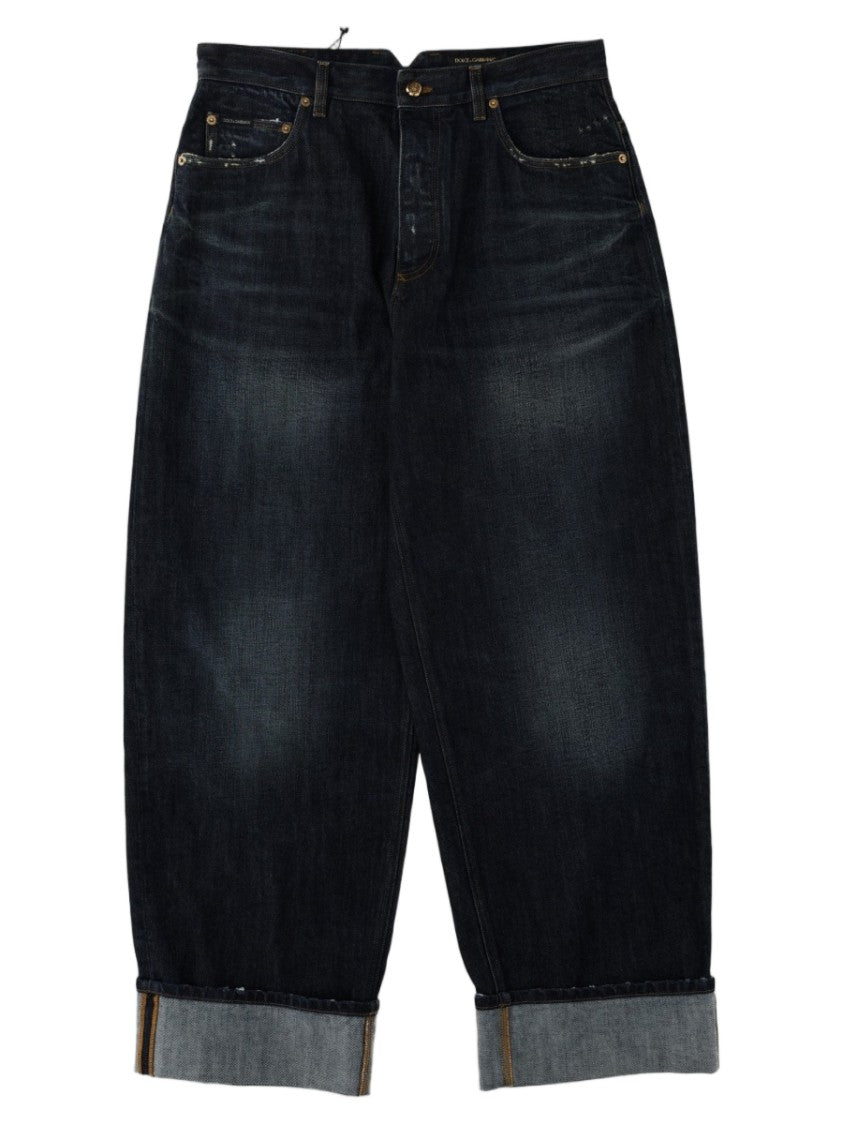 Dolce & Gabbana Dark Blue Denim Trousers With Classic Five-Pocket Design