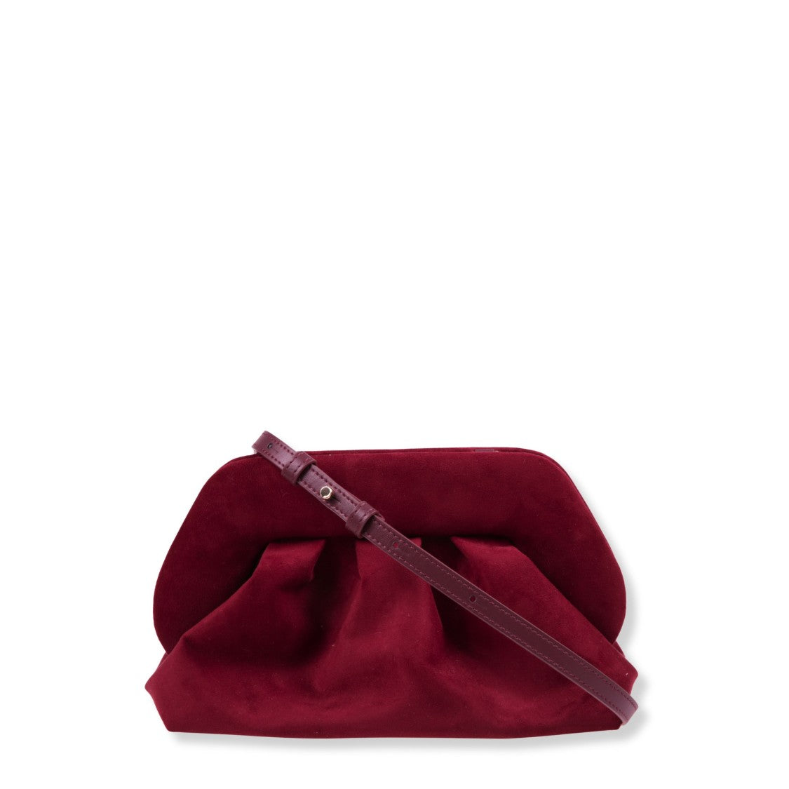 Themoirè Structured Suede Handheld Tote In Rich Prune