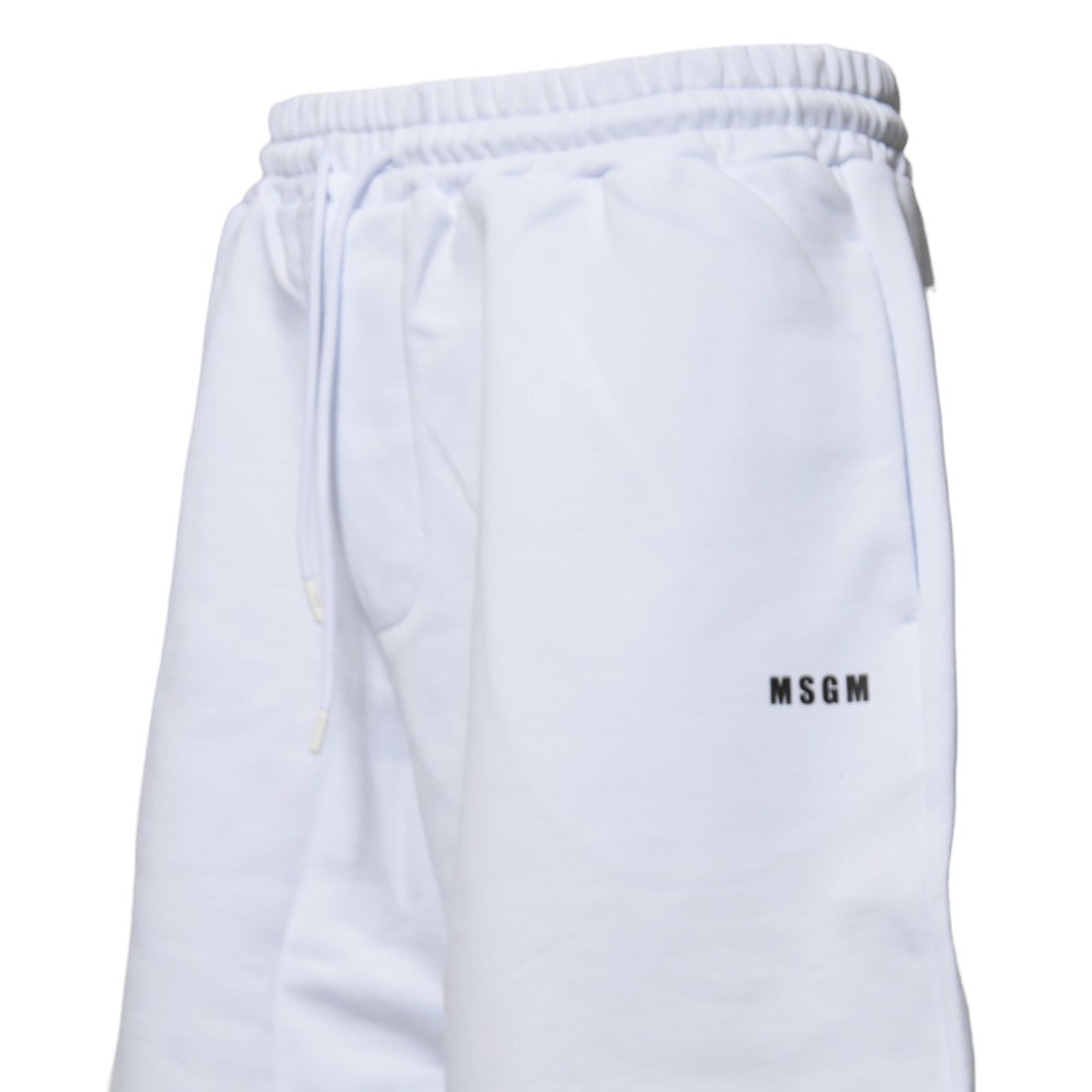 Msgm White Cotton Sports Shorts With Logo