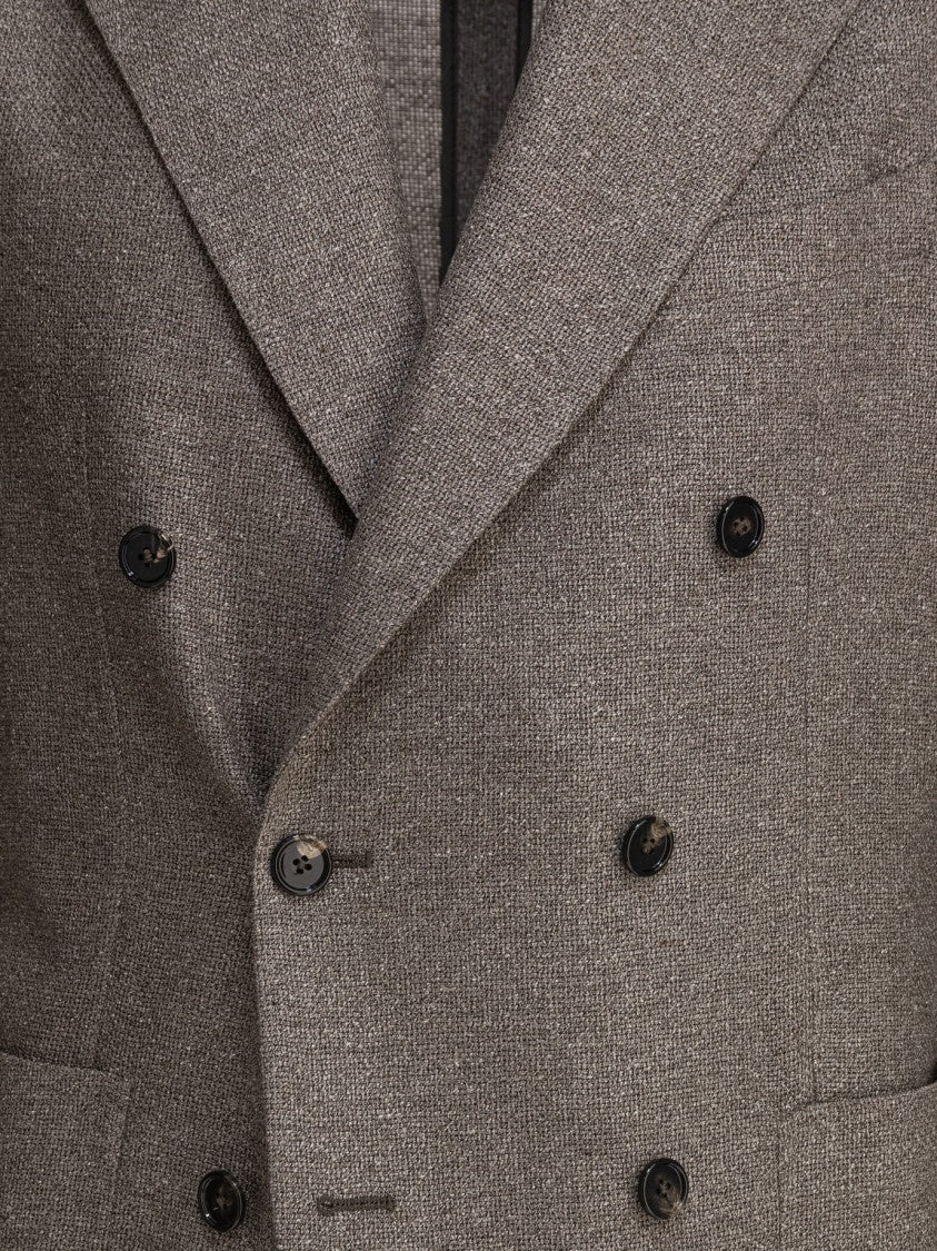 Tagliatore Textured Silk-Wool Blend Double-Breasted Jacket