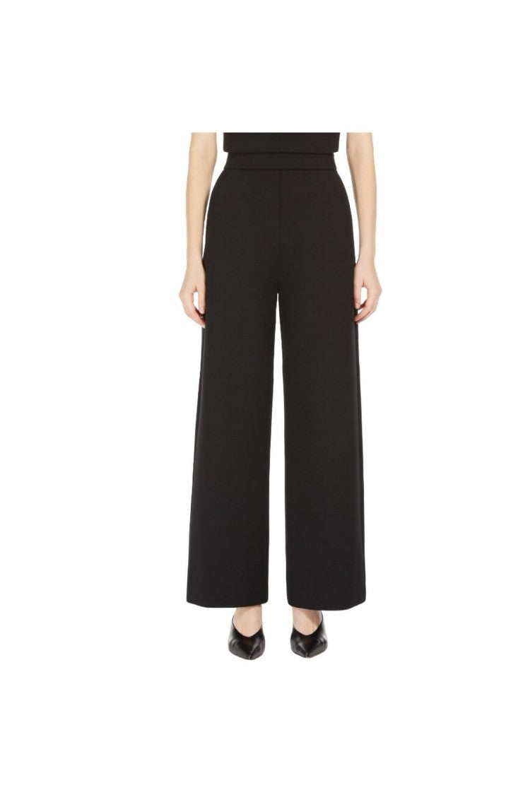 Max Mara Black Cotton-Blend Wide-Leg Pants