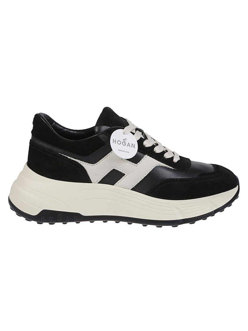 Hogan H669 Black Leather Suede Sneakers
