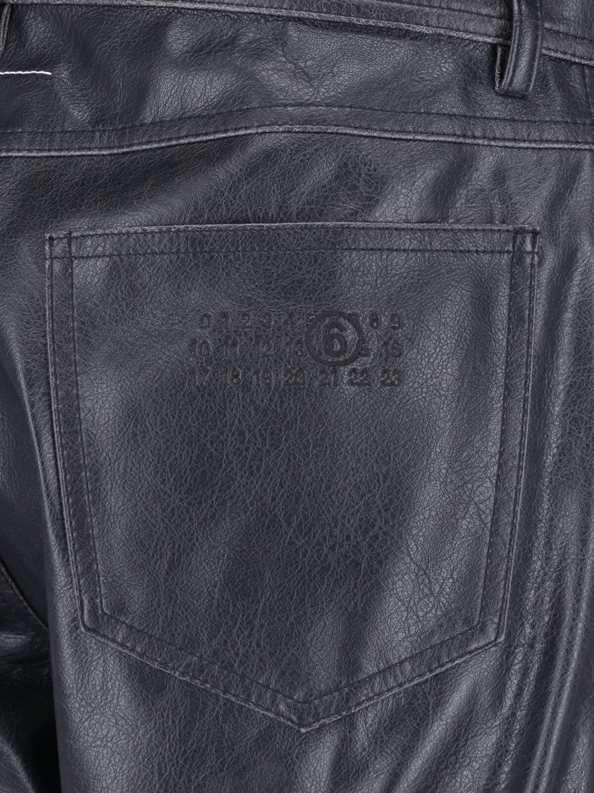 Mm6 By Maison Margiela Black Faux Leather Straight-Leg Pants