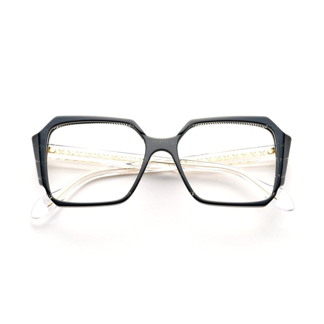 Kador Lizzy Bold Oversized Geometric Frame Eyeglasses With Transparent Temples