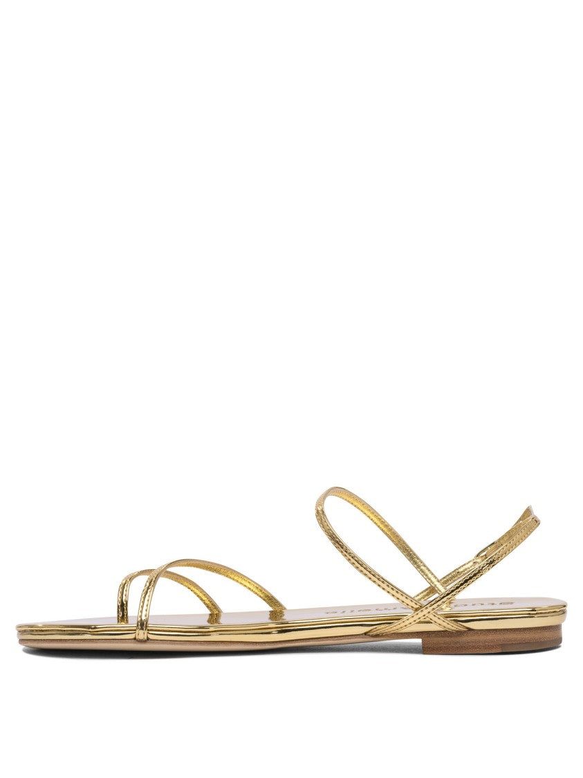 Studio Amelia Gold Leather Sandals With Multiple Straps