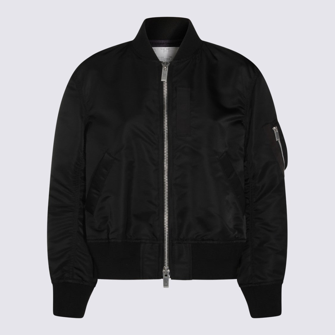 Sacai Oversized Black Jacket With Zip Fastening