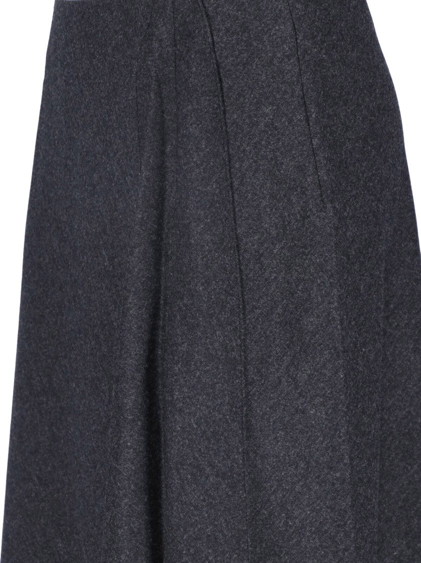 Giorgio Armani Grey Virgin Wool Midi Skirt