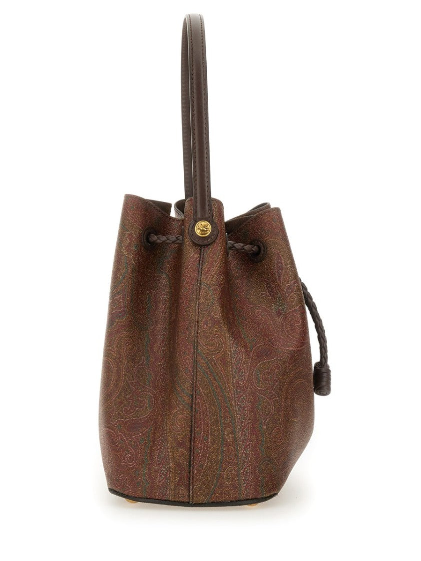 Etro Small Bucket Bag With Intricate Paisley Design And Drawstring Closure