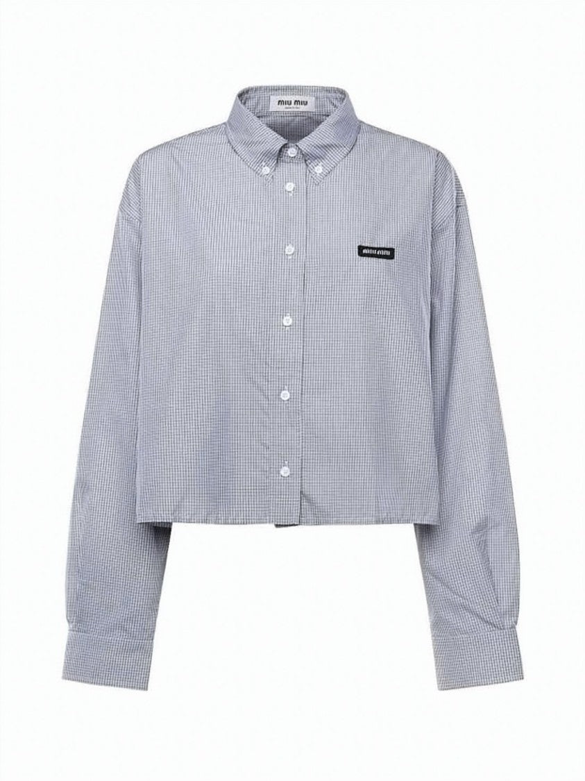 Miu Miu Cropped Checkered Shirt With Button-Down Front