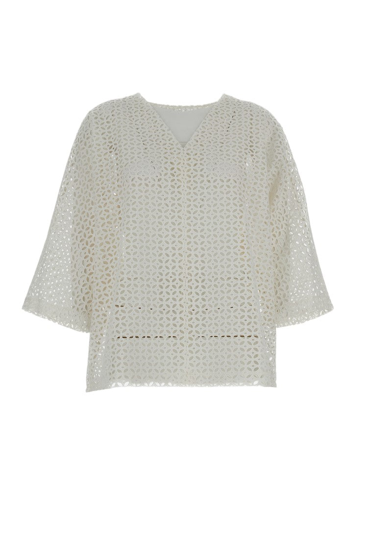 Irie' Crisp White Button-Down Blouse With Structured Collar