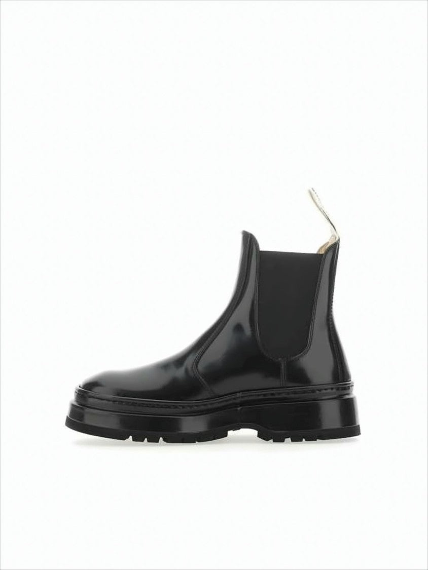 Jacquemus Polished Leather Ankle Boots With Elastic Side Panels