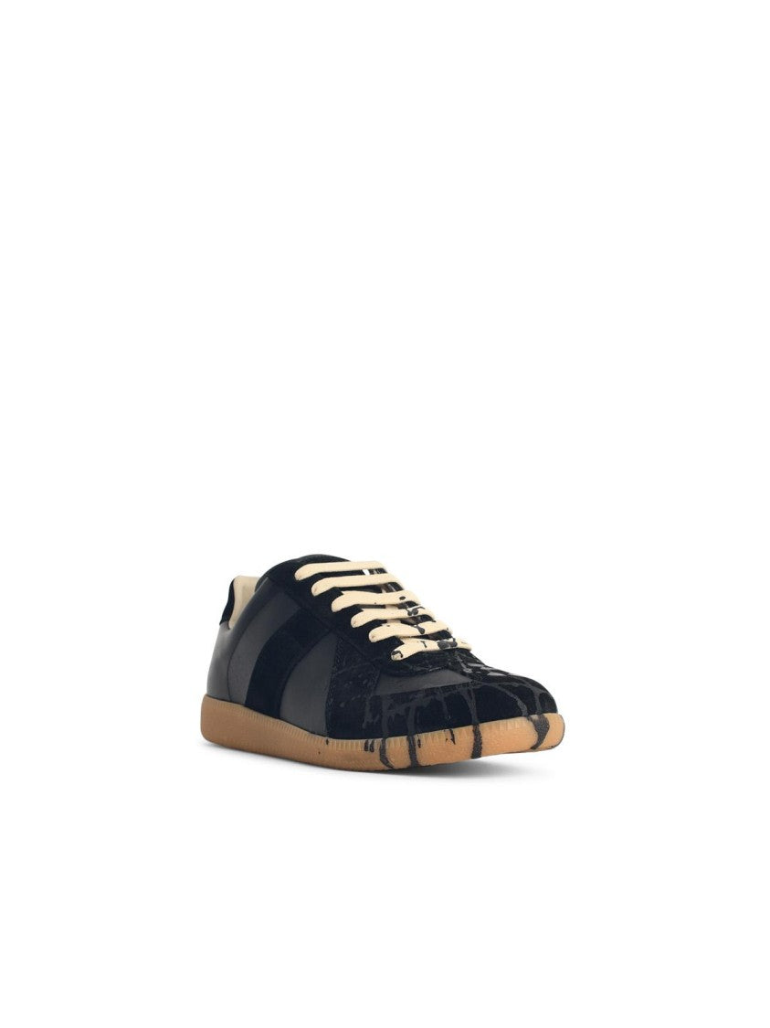 Maison Margiela 'Replica' Black Leather Sneakers