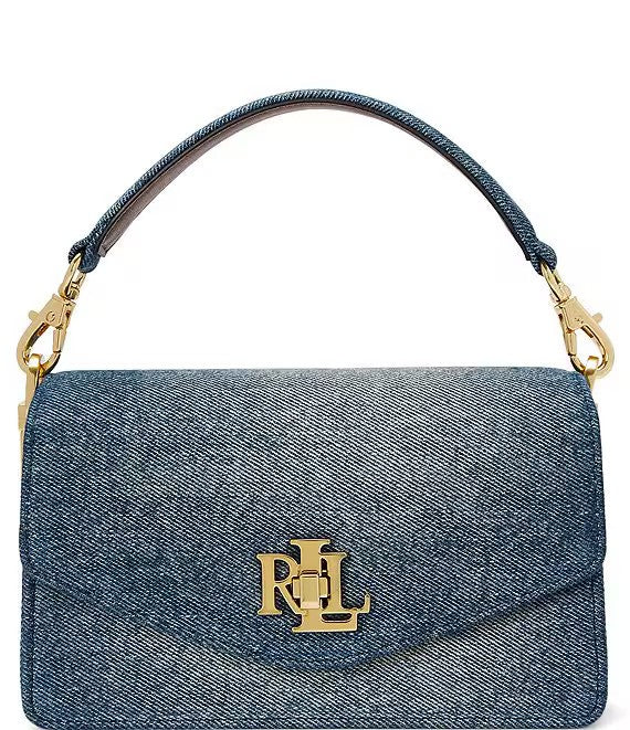 Lauren Ralph Lauren Washed Cotton Denim Small Shoulder Bag
