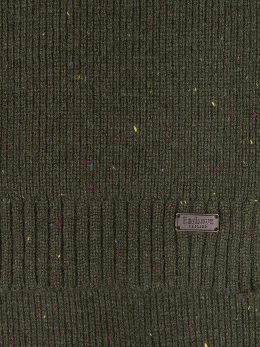 Barbour Ribbed Knit Scarf And Beanie Set With Multicolored Accents
