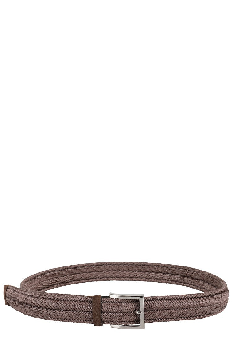 Orciani Woven Elasticized Linen Belt With Metal Buckle