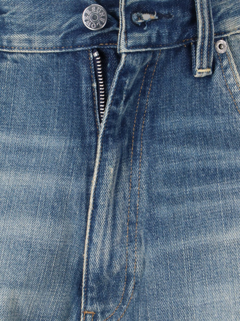 Sunflower Blue Super Wide Distressed Denim Shorts