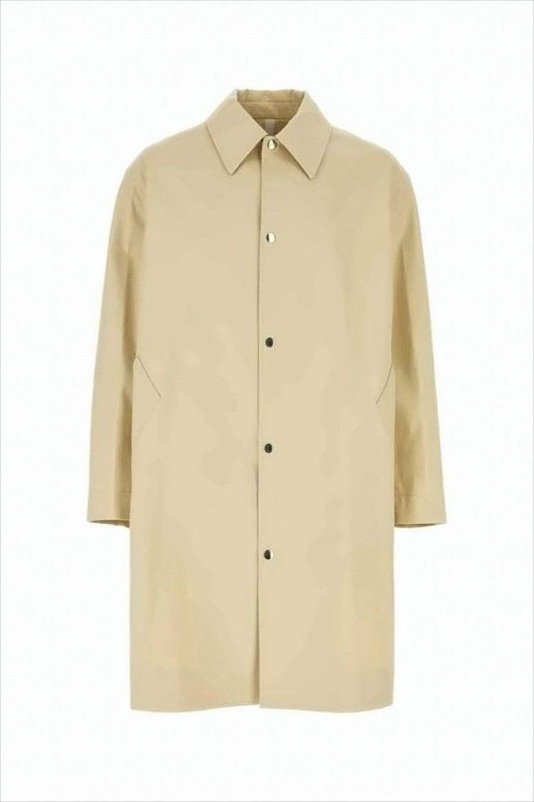 Ami Beige Short-Sleeve Coat With Classic Collar