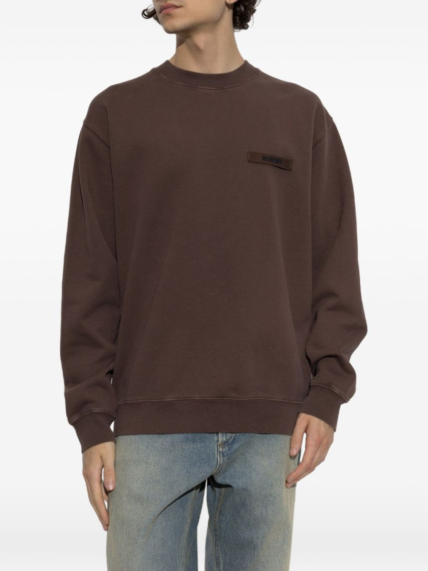 Jacquemus Relaxed Fit Crew Neck Sweater With Textured Patch Detail