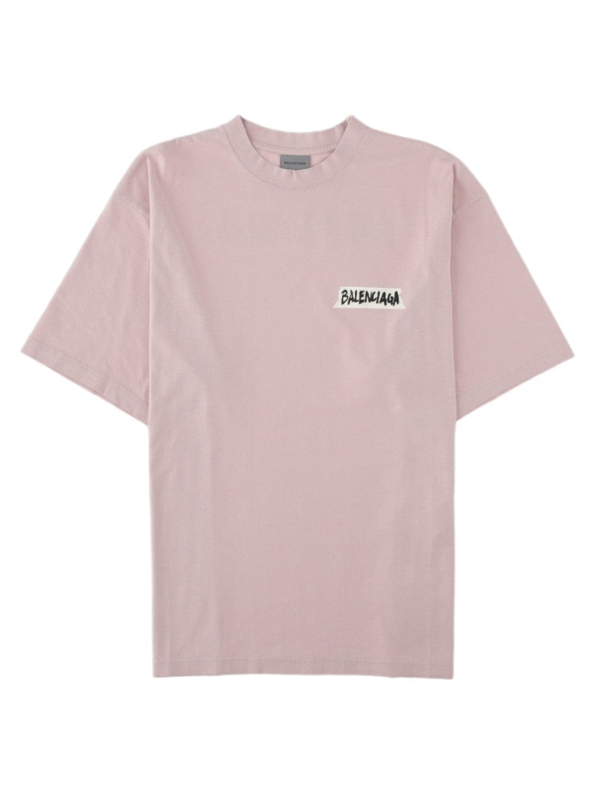 Balenciaga Pink Graphic Patch Short-Sleeve T-Shirt