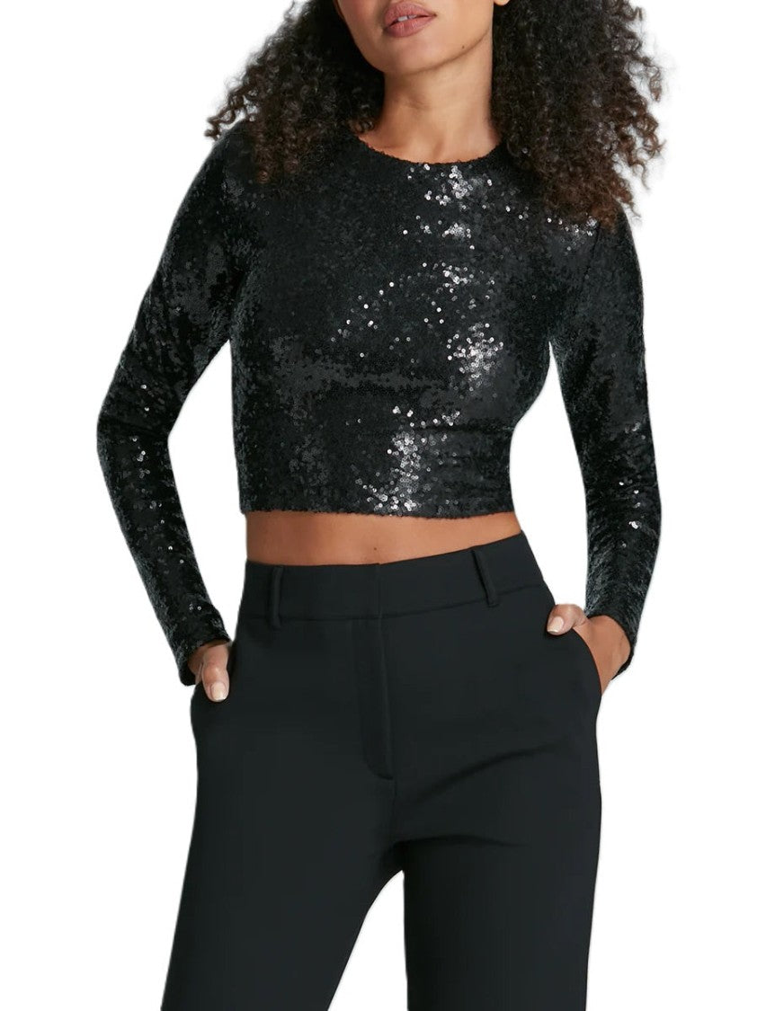Commando Max Sequin Long Sleeve Crewneck Crop Top - Seq204