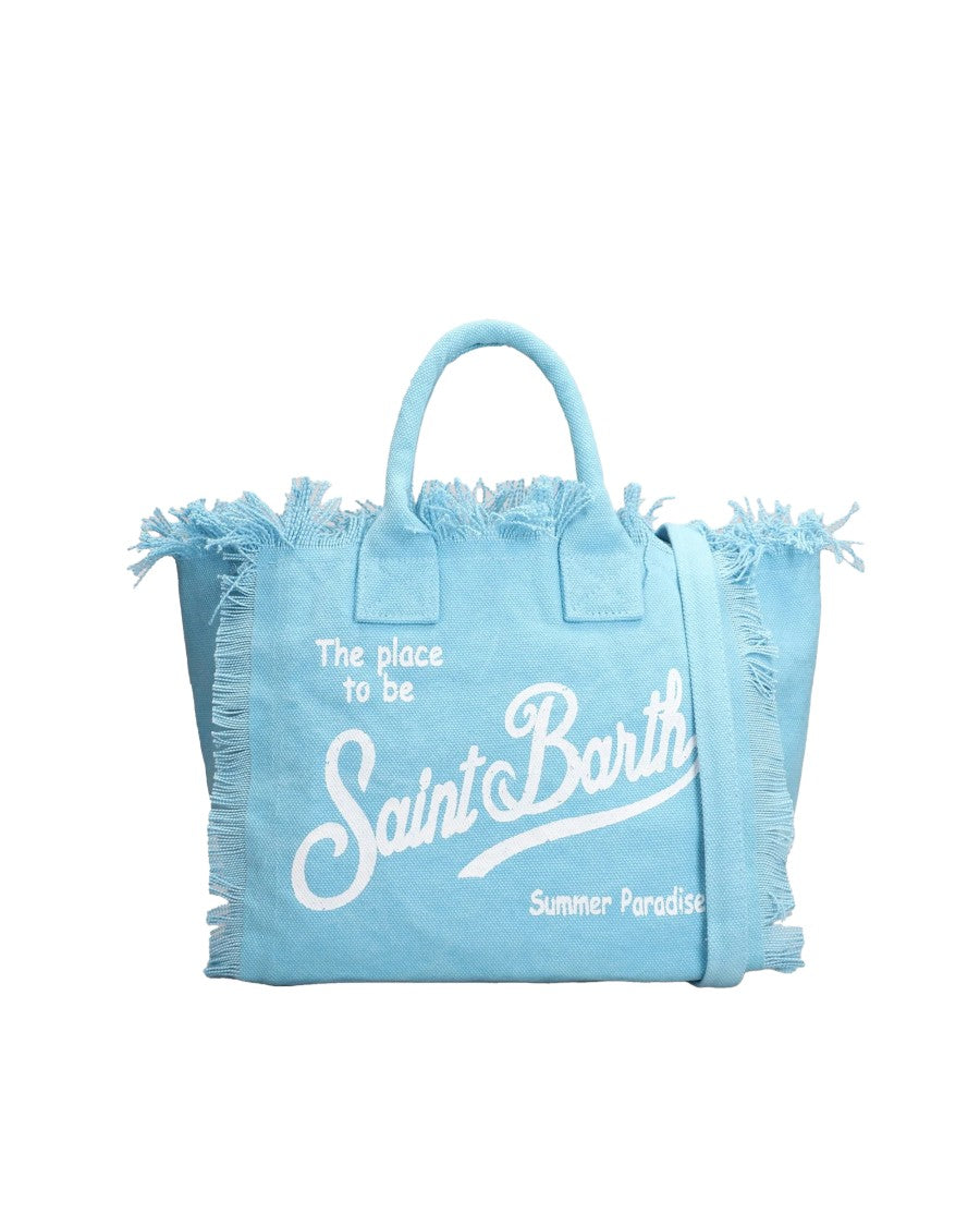 Mc2 Saint Barth Fringed Canvas Tote Bag With Removable Shoulder Strap