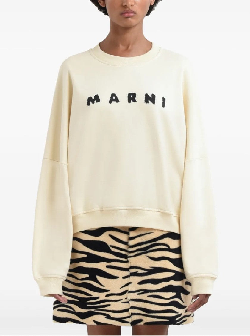 Marni Cropped Sweatshirt With Bold Textured Logo
