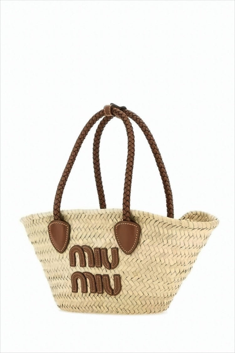 Miu Miu Woven Raffia Tote Bag