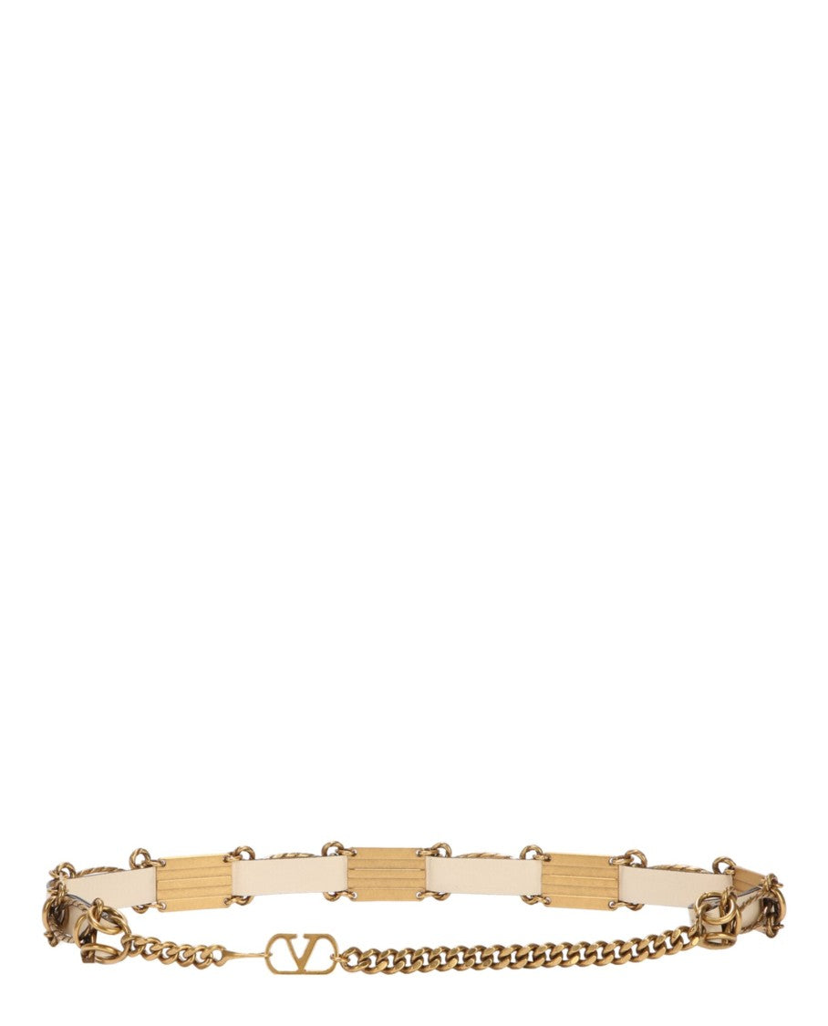 Valentino Chain-Link Leather Belt