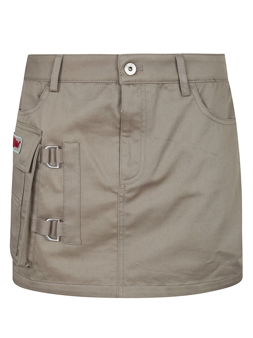 Off-White Military-Inspired Cotton Mini Skirt With Side Pocket