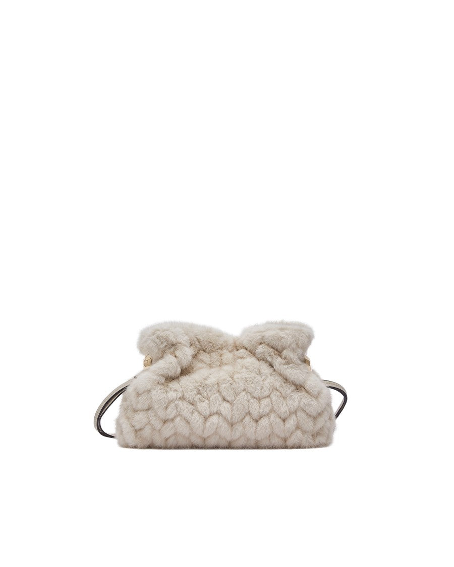 Liu Jo Cream Small Fur Hobo Bag