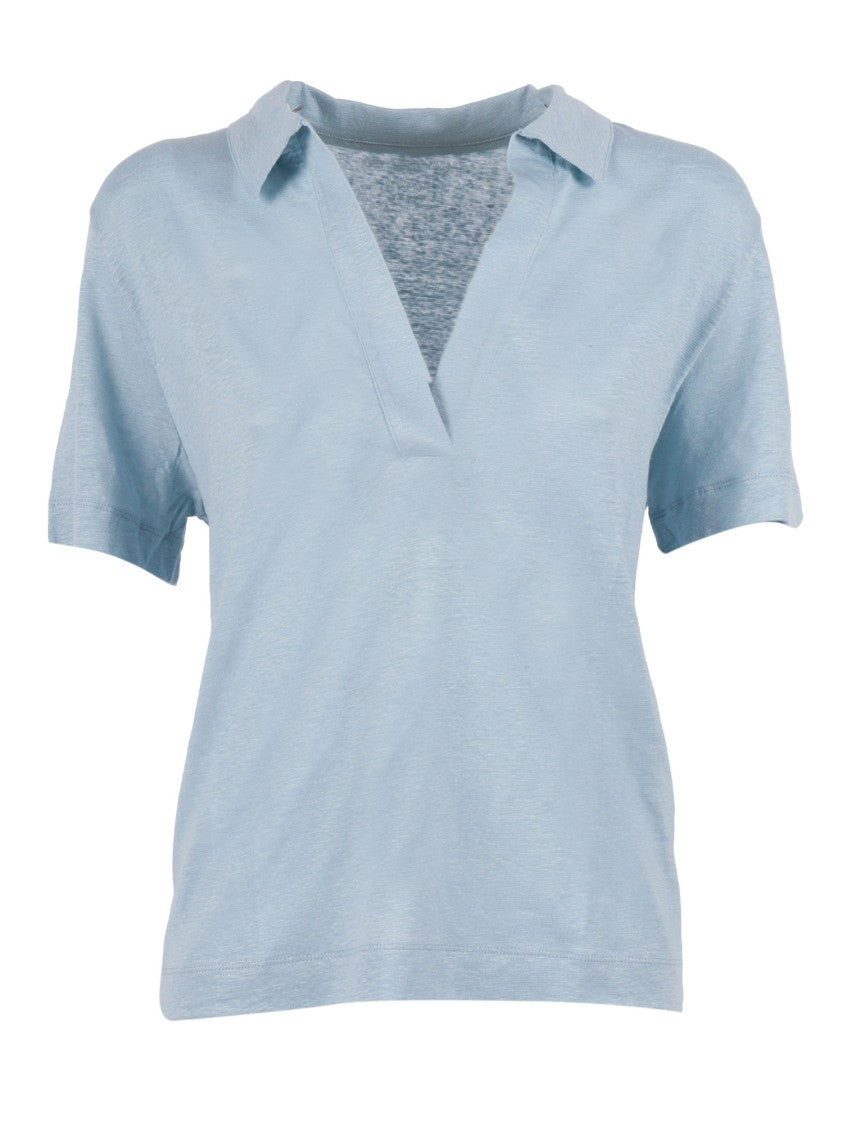 Filatures Du Lion Bleu Calanques Deep V Neck Polo Shirt