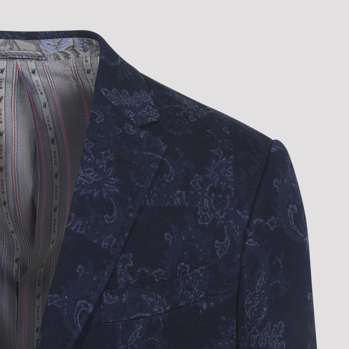 Etro Tailored Blue Cotton Blazer With Subtle Paisley Pattern