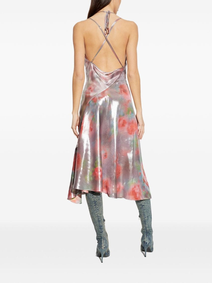 Diesel Pink Floral Print Midi Dress