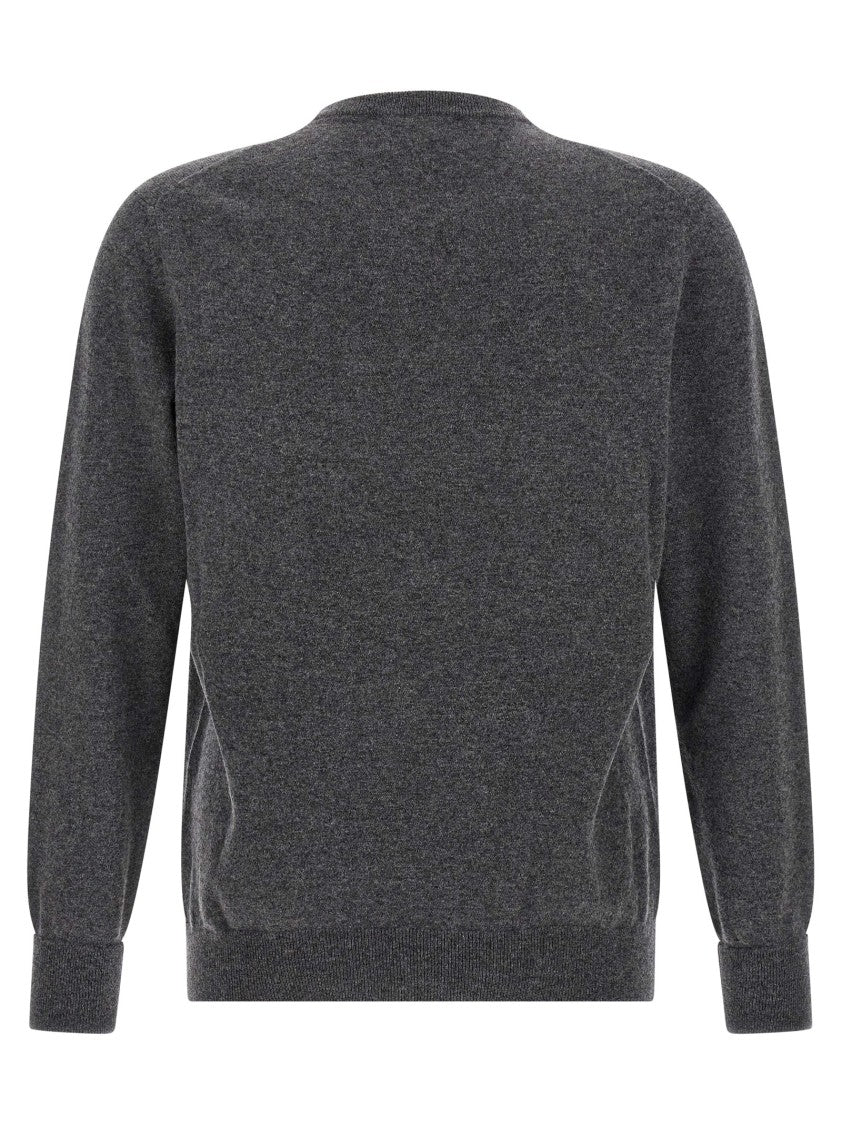 Ballantyne Ribbed Hem Cashmere Sweater With Long Cuffed Sleeves
