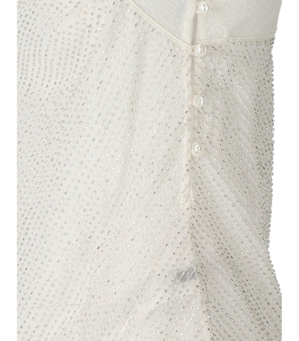 Elisabetta Franchi Ivory Beaded Top