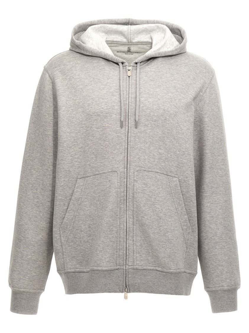 Brunello Cucinelli Zip Closure Cotton Blend Hoodie