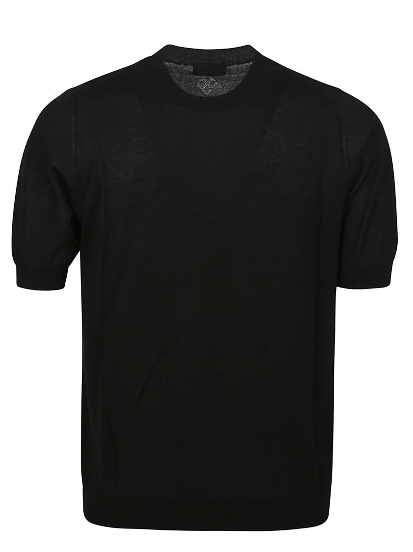 Ballantyne Short Sleeve Black Cotton Top
