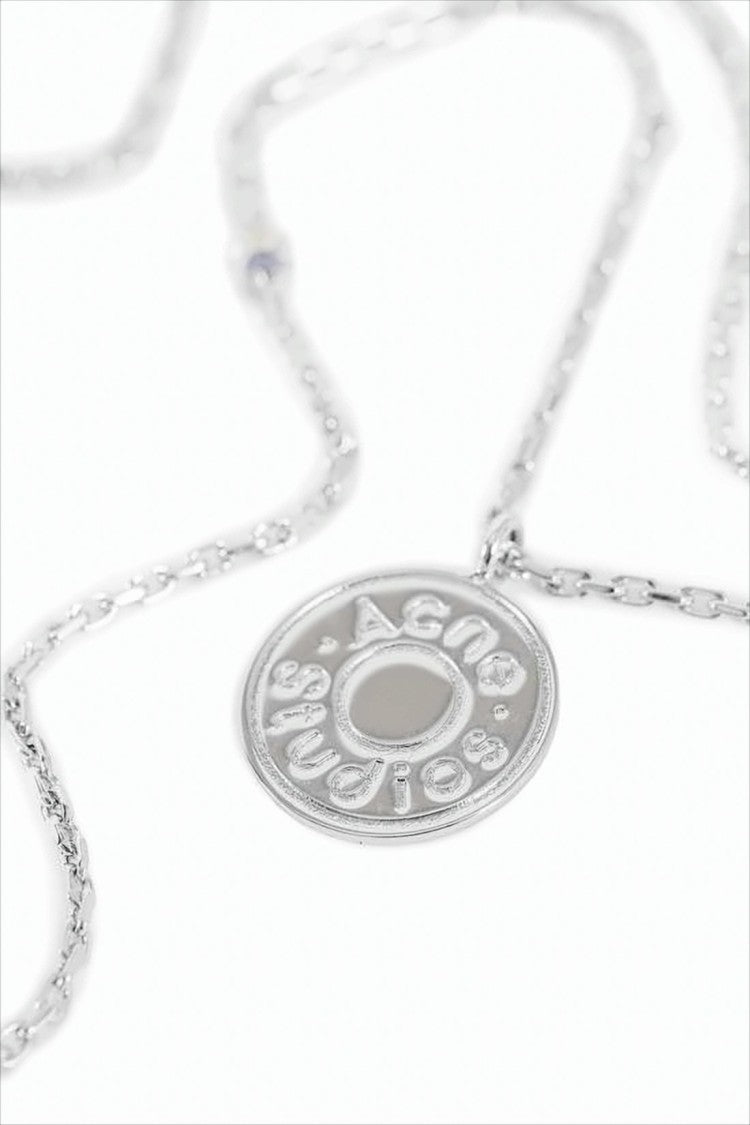 Acne Studios Engraved Round Pendant Necklace With Adjustable Chain