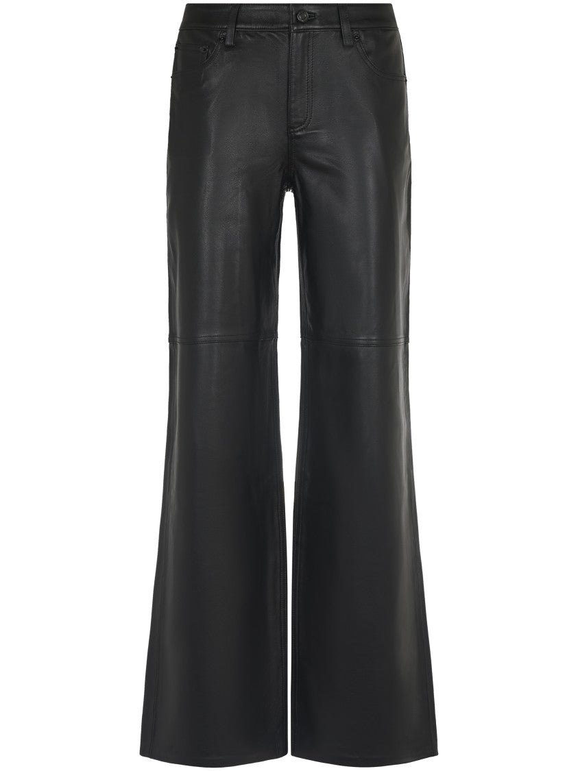 Michael Kors Relaxed-Fit Black Lamb Leather Trousers