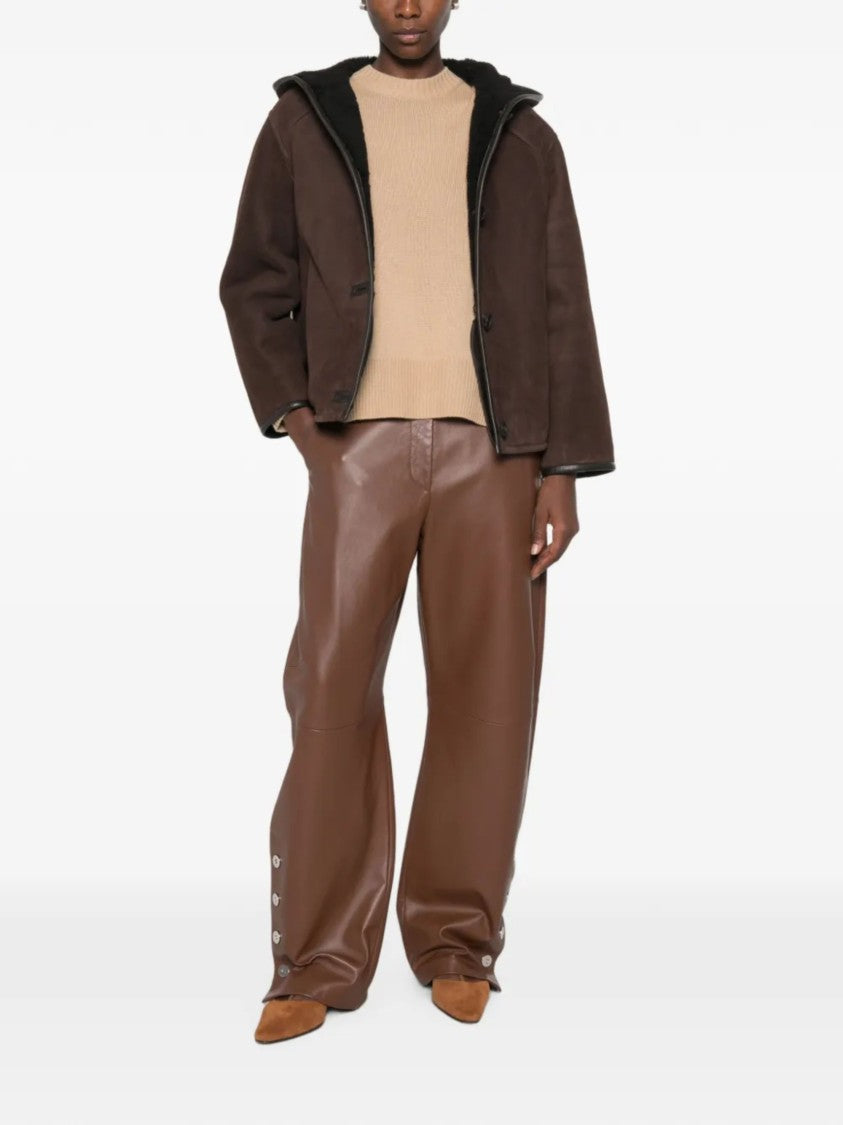 Yves Salomon Lambskin Suede Jacket With Shearling-Lined Hood