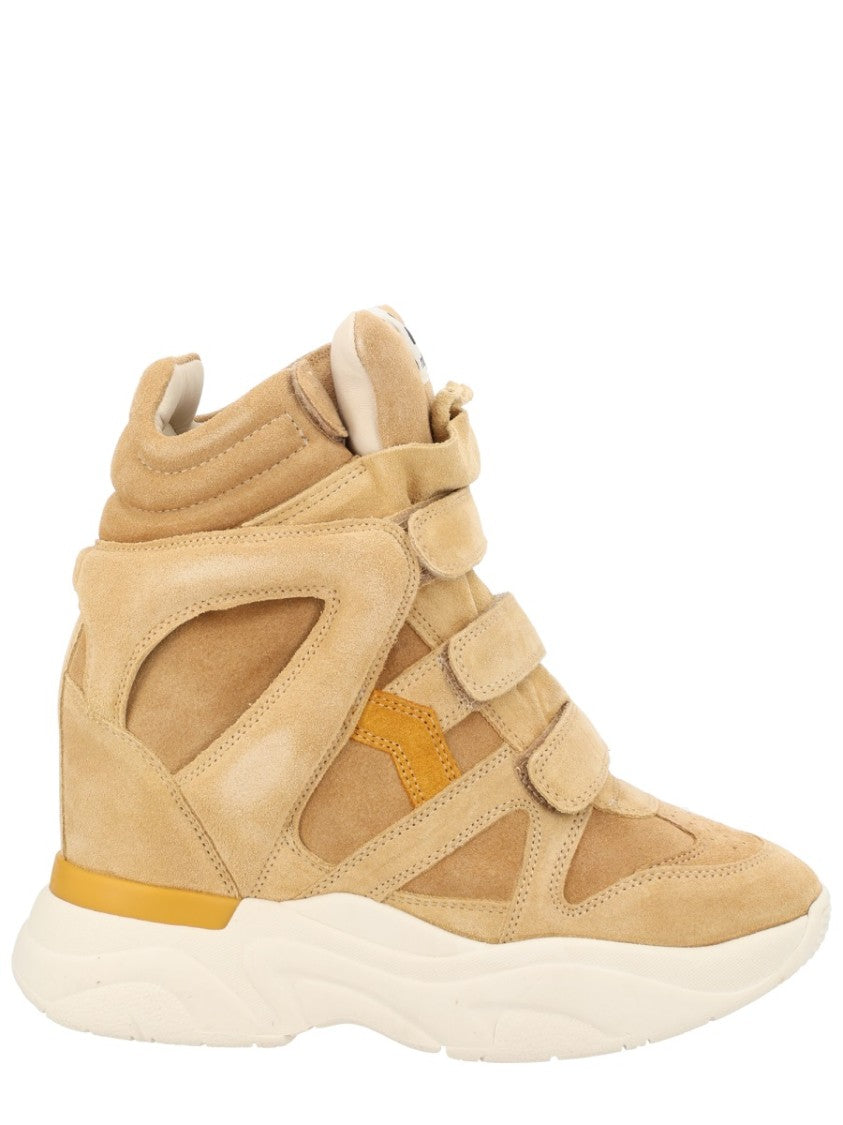 Isabel Marant Beige Balskee Triple Velcro Wedge Sneakers