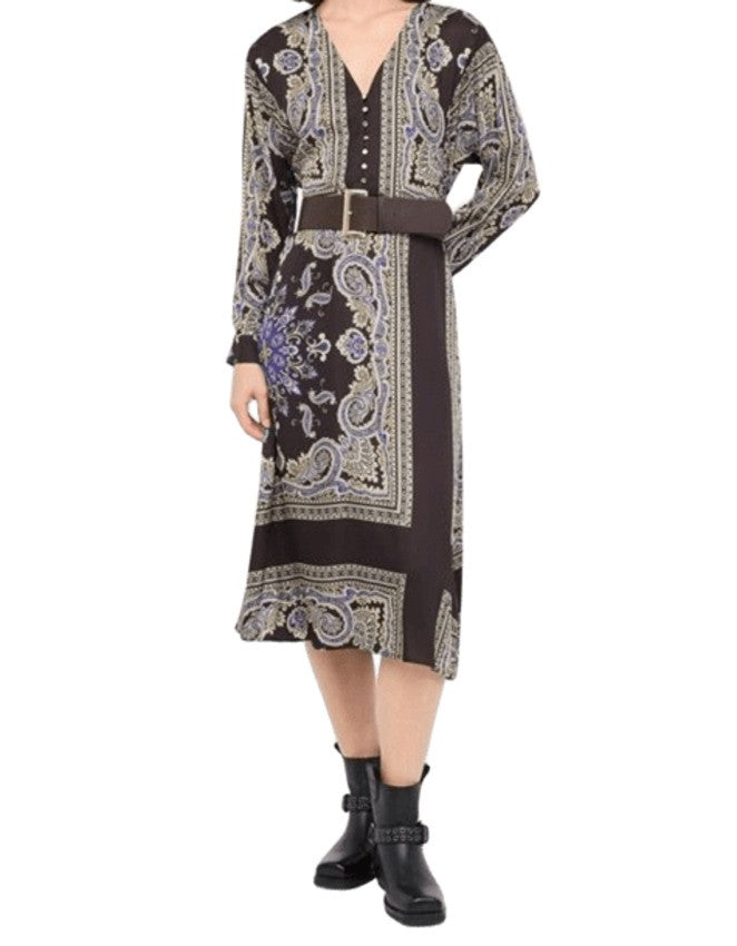 Liu Jo Flowing Midi Dress With Embroidered Buttons