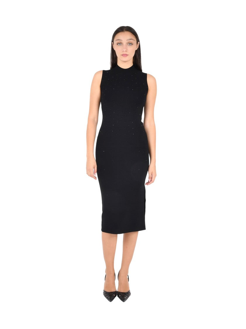 Pennyblack High-Neck Midi Dress With Tone-On-Tone Embroidery