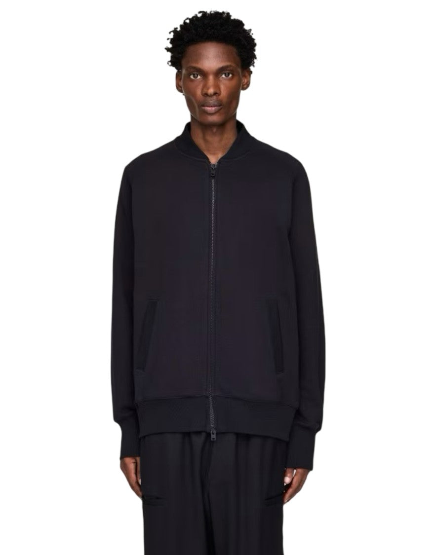 Y-3 Minimalist Black Zip-Up Track Jacket With Ribbed Details