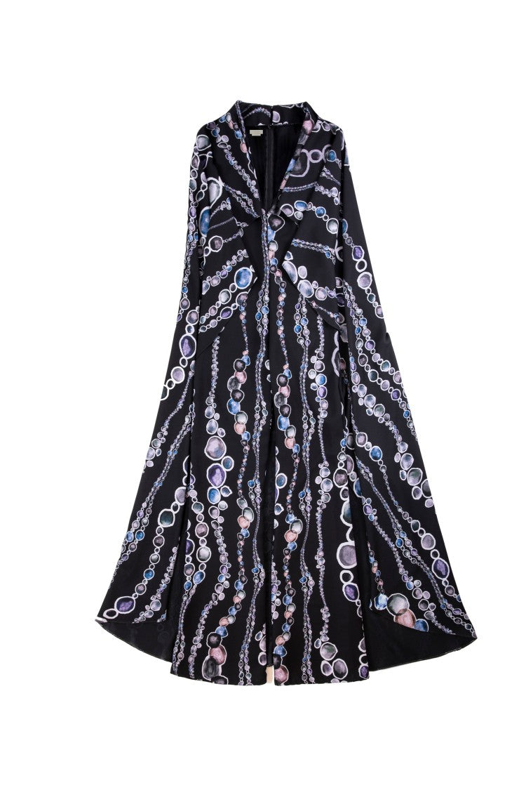 Saiid Kobeisy Multicolor Canton Crepe Cape Printed Jumpsuit