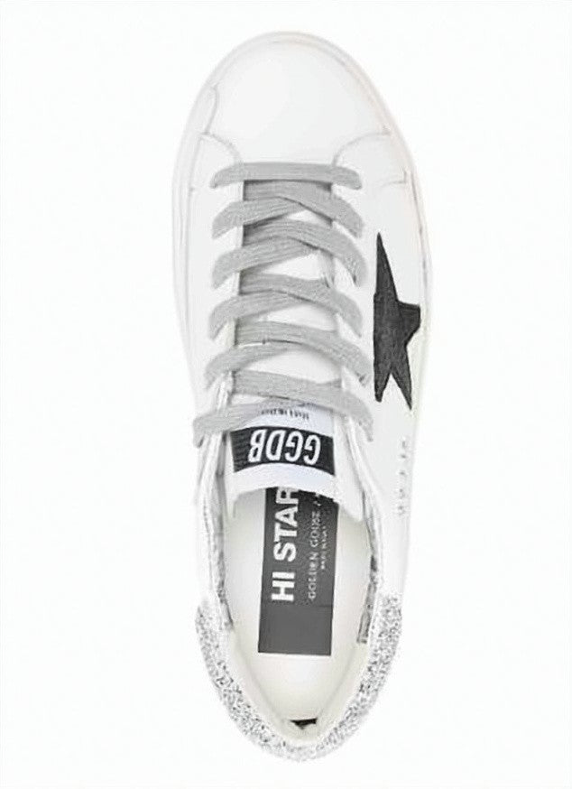 Golden Goose Low-Top Sneakers With Black Star Detail And Glitter Accents