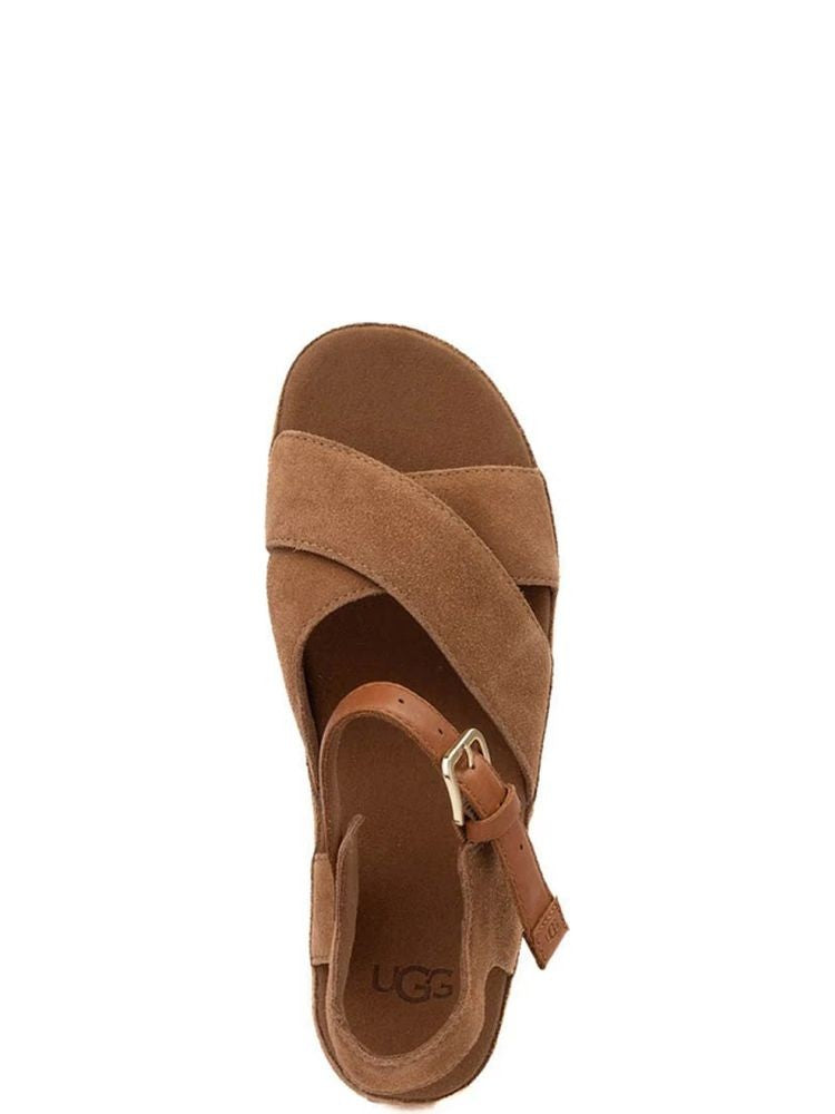 Ugg Brown Aubrey Braided Platform Suede Sandals