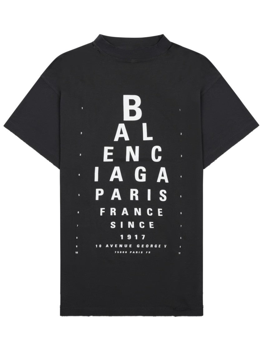 Balenciaga Oversized Black T-Shirt With Eye Chart Print